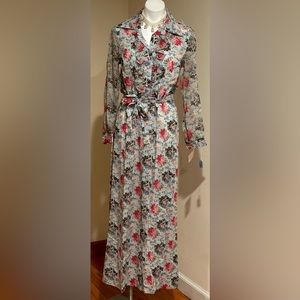 70’s Vintage Floral Boho Secretary Dress No Tag Hand Made SZ 16 But Rubs Small
